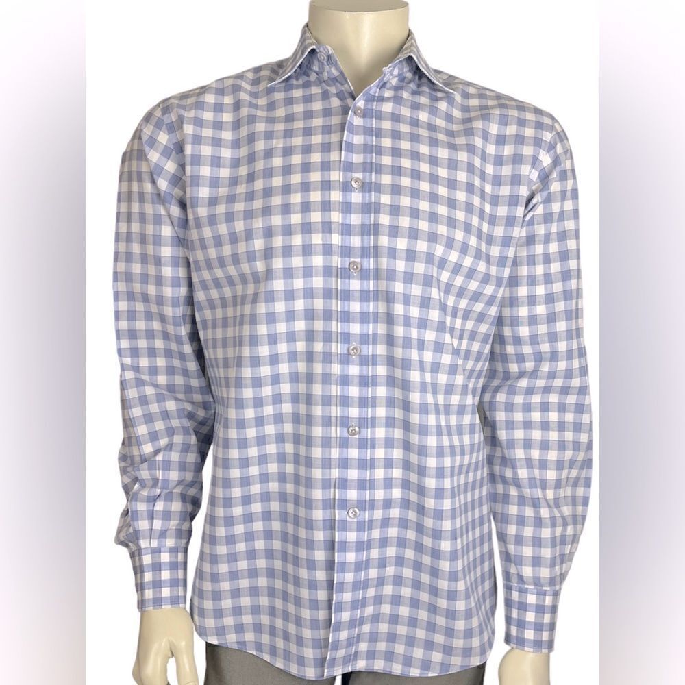 Lanvin Men's L/S Cotton Plaid Casual Dress Shirt Great Condition Size 41/16 - Picture 5 of 9